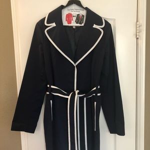 Banana Republic navy blue and white trench coat
